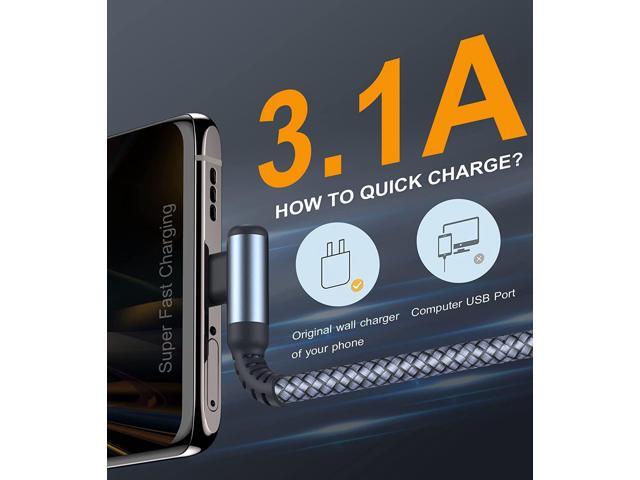 USB C to USB C Fast Charging Cable, [2 Pack 6.6FT] S 60W 20V/3.1A USB C PD/QC Fast Charge Nylon Braided Cord 90 Degree for Samsung Galaxy Note 10...