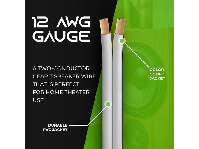 12AWG Speaker Wire, GearIT Pro Series 12 AWG Gauge Speaker Wire Cable (100 Feet / 30.48 Meters) Great Use for Home Theater Speakers and Car...