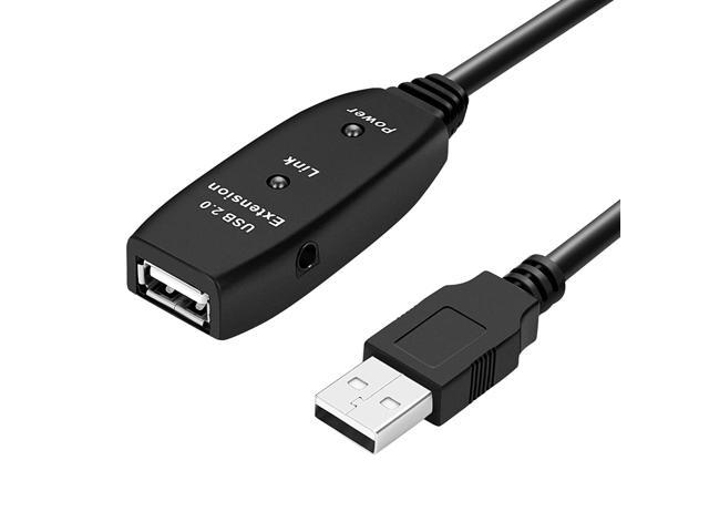 USB 2.0 Type A Male to A Female Active Repeater Extension Cable, with 2 Extension Chipsets Signal Booster, Plug and Play, 480 Mbps 32 FT