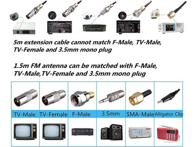 Fm Antenna Outdoor Indoor,WiFi AV Audio Camera Monitor Tuner TV Stereo Antenna,1.5m(SMA-Male) Magnetic Base Transmitter Antenna Cable+16.4Ft...