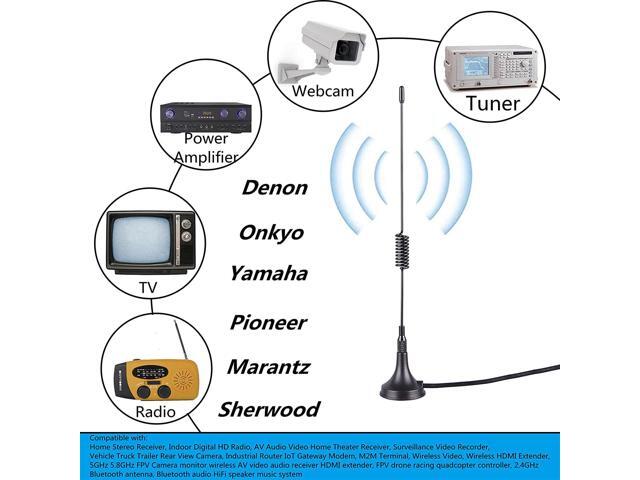 Fm Antenna Outdoor Indoor,WiFi AV Audio Camera Monitor Tuner TV Stereo Antenna,1.5m(SMA-Male) Magnetic Base Transmitter Antenna Cable+16.4Ft...