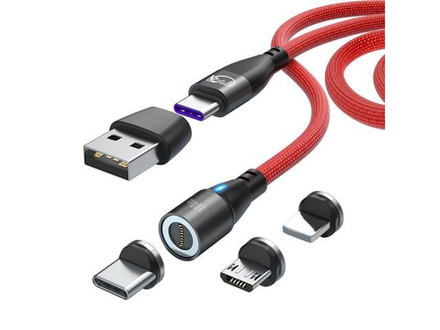 100W Magnetic Charging Cable, N 6 in 1 PD Fast Charge Data Transfer Cord, USBC Female USB A/C to Magnetic Head Tips for All Type C, Micro USB,...