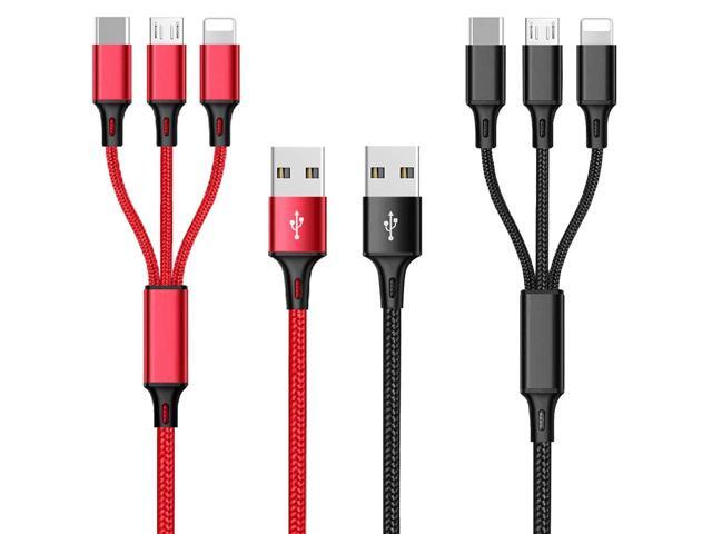 Multi Charging Cable, 4ft 2Pack Multi Phone Charger Cable Braided Universal 3 in 1 Charging Cord Extra Long Multiple USB Cable with USB C, Micro...