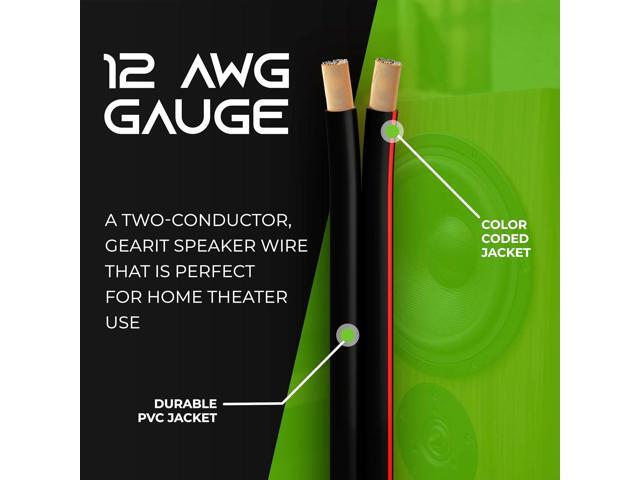 12AWG Speaker Wire, GearIT Pro Series 12 AWG Gauge Speaker Wire Cable (50 Feet / 15.24 Meters) Great Use for Home Theater Speakers and Car Speakers...
