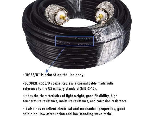 B UHF Cable RG58/U Coaxial Cable PL259 Adapter UHF Male to UHF Male Radio Antenna Cable Ham Radio Coaxial Cable Low Loss CB Coax Cable for CB Ham...