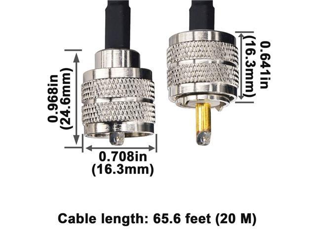 B UHF Cable RG58/U Coaxial Cable PL259 Adapter UHF Male to UHF Male Radio Antenna Cable Ham Radio Coaxial Cable Low Loss CB Coax Cable for CB Ham...
