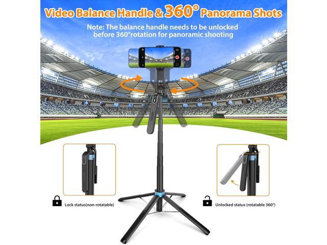 Eocean 71' Tall Selfie Stick Tripod Quadripod with Remote & with 360° Ballhead, Aluminum Alloy Extendable Cell Phone Tripod Stand, Travel Tripod...