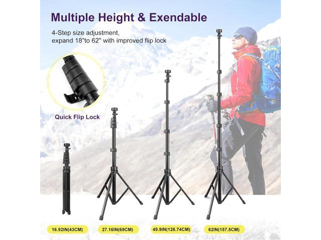 UBeesize 62' Phone Tripod & Selfie Stick, Camera Tripod Stand with Wireless Remote and Phone Holder,Compatible with iPhone Android Phone, Perfect...