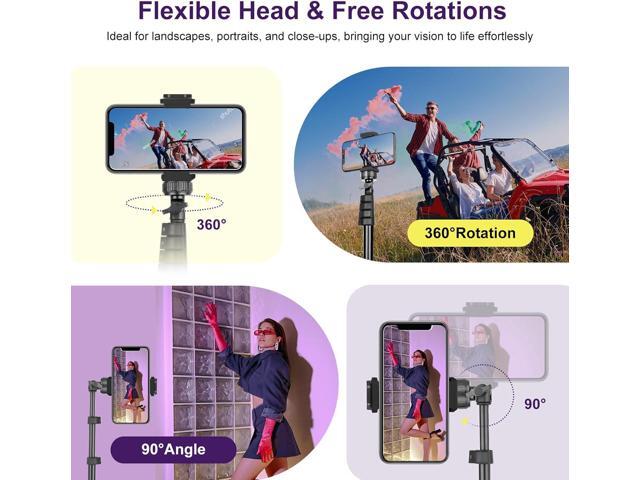UBeesize 62' Phone Tripod & Selfie Stick, Camera Tripod Stand with Wireless Remote and Phone Holder,Compatible with iPhone Android Phone, Perfect...