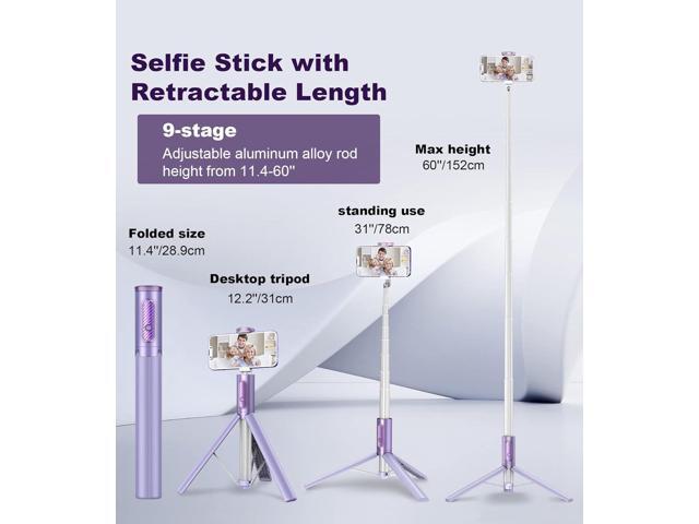 TONEOF Tripod, Cell Phone Selfie Stick, 60 Inch All-in-1 Stand with Integrated Wireless Remote, Lightweight and Portable, Extendable Tripod for 4-7...