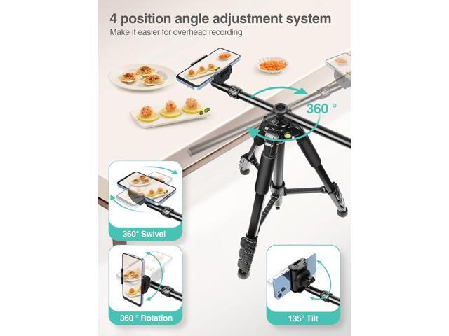 Elitehood iPhone Tripod for Overhead Video Recording [Heavy Duty & Ultra-Stable], 25in Horizontal Long Extendable Boom, 360° Rotation iPhone Tripod...