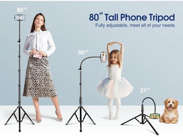 Elitehood 6.7 Feet Tall Phone Tripod, Heavy Duty Metal iPhone Tripod Stand with Remote, 17' Gooseneck Overhead Tripod for iPhone 15 14 13 Pro Max /...