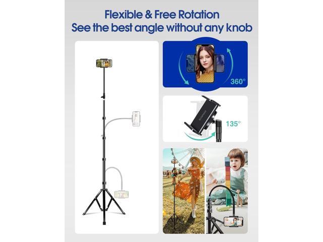 Elitehood 6.7 Feet Tall Phone Tripod, Heavy Duty Metal iPhone Tripod Stand with Remote, 17' Gooseneck Overhead Tripod for iPhone 15 14 13 Pro Max /...