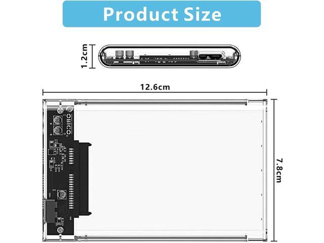 Enclosures External Hard Drive Enclosure 2.5 Inch USB 3.0, SATA to USB3.0 Transparent Portable Hard Drive Adapter for HDD and SSD, Support 6TB
