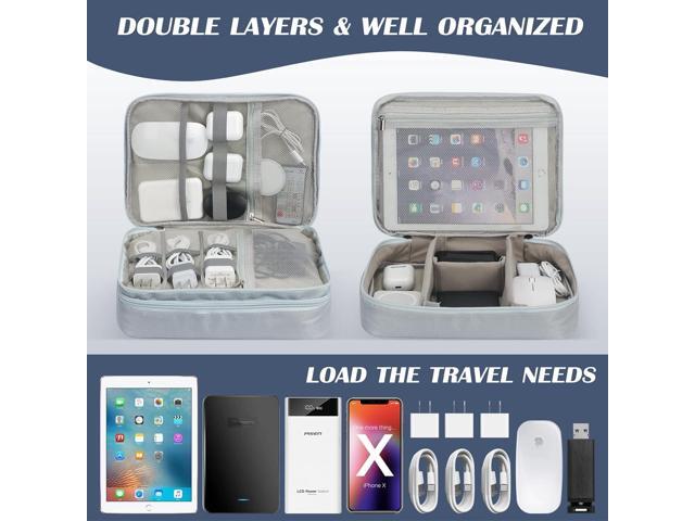 C Large Electronic Organizer, Double Layer Portable Waterproof Travel Cable Organizer Bag Pouch for Electronics Accessories, Travel Storage Bag for...