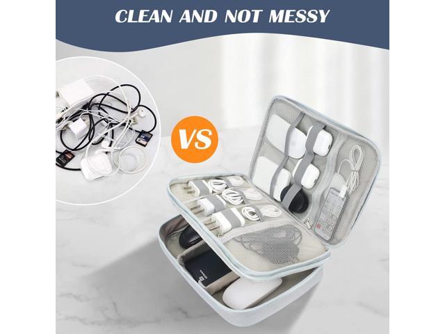 C Large Electronic Organizer, Double Layer Portable Waterproof Travel Cable Organizer Bag Pouch for Electronics Accessories, Travel Storage Bag for...