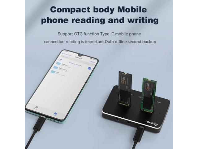 Z USB C M.2 NVME SATA SSD Enclosure Adapter, USB 3.1 Gen 2 10Gbps High Speed M.2 to USB C Data Transfer External Hard Drive Enclosure, Base Case...
