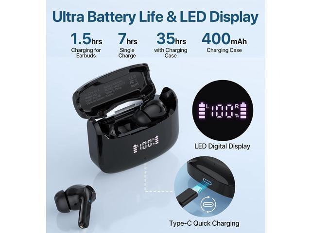 Wireless Earbuds, Hi-Fi Stereo Bluetooth Earbuds Touch Control Ear Buds 35H Playtime Bluetooth 5.1 Earphones IPX7 Waterproof True Wireless Earbuds...