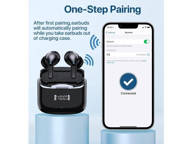Wireless Earbuds, Hi-Fi Stereo Bluetooth Earbuds Touch Control Ear Buds 35H Playtime Bluetooth 5.1 Earphones IPX7 Waterproof True Wireless Earbuds...