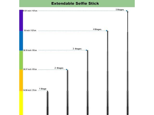Invisible Selfie Stick for Insta360 ONE X4,X3,X2,X,One R,One RS,GO 2,GO 3/GoPro/DJI/AKASO/SJCAM Action Cameras,Extendable 61.8' / 157 cm Long...