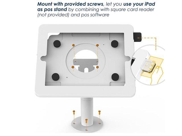 Beelta Retail Kiosk Tablet Stand for 10.2 inch iPad 7th/8th Generation, Business Desktop POS iPad Stand, Anti Theft, Metal, White