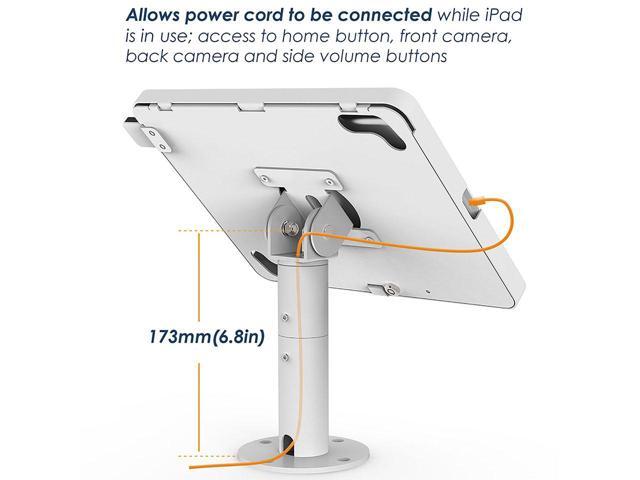 Beelta Retail Kiosk Tablet Stand for 10.2 inch iPad 7th/8th Generation, Business Desktop POS iPad Stand, Anti Theft, Metal, White