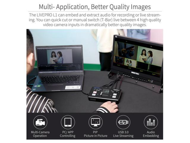 Feelworld Livepro L1 V1 Multi Camera Video Mixer Switcher with LCD Display 4 HDMI Inputs USB 3.0 Output - image 5