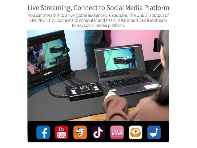 Feelworld Livepro L1 V1 Multi Camera Video Mixer Switcher with LCD Display 4 HDMI Inputs USB 3.0 Output - image 3