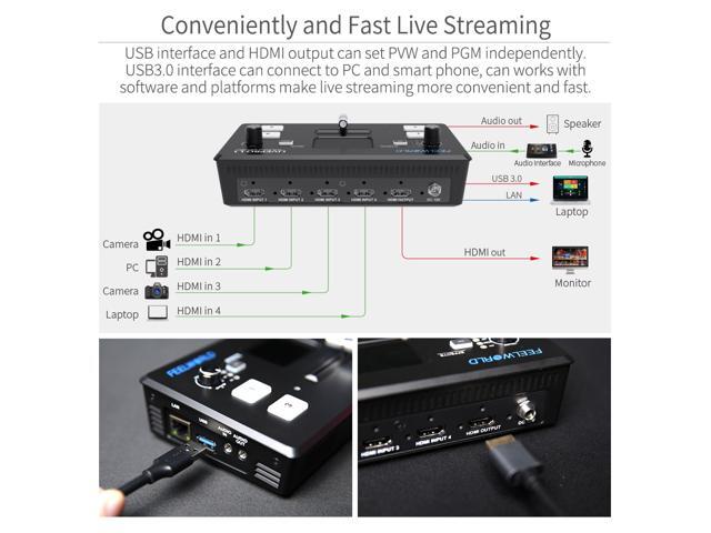 Feelworld Livepro L1 V1 Multi Camera Video Mixer Switcher with LCD Display 4 HDMI Inputs USB 3.0 Output - image 2