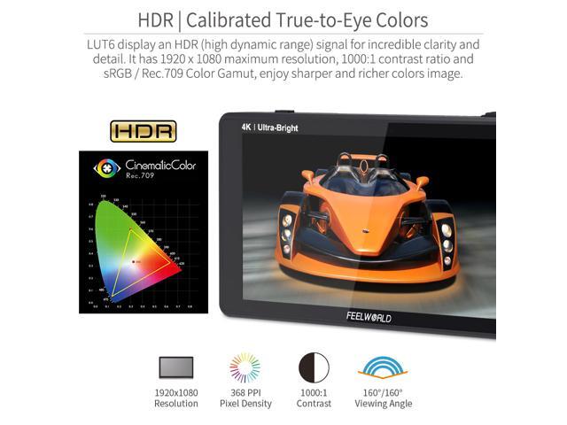 FEELWORLD LUT6S 6 Inch SDI 2600nits HDR 3D LUT Touch Screen DSLR Camera Field Monitor with Waveform VectorScope Histogram 3G-SDI 4K HDMI Input...