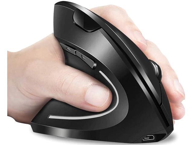 Rechargeable Left Handed Cordless Mouse, Lefty Ergonomic Wireless Mouse - 2.4G Left Hand Vertical Mice with USB Nano Receiver, 6 Buttons.