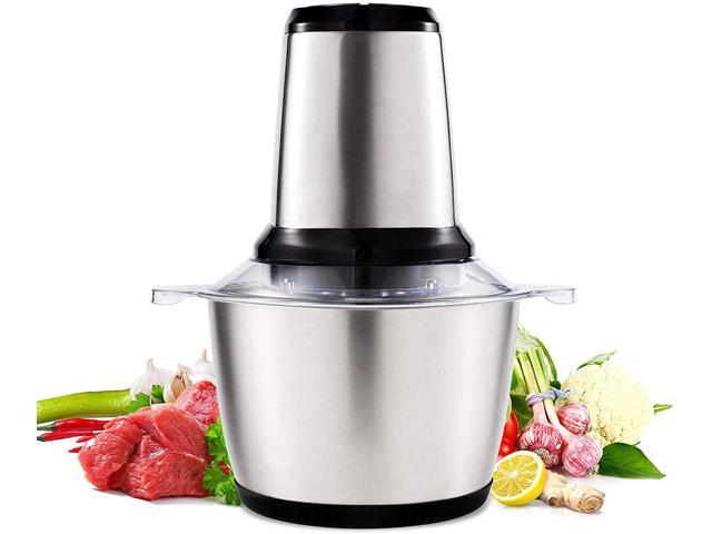 Meat Grinder, 2L Electric Food Chopper Stainless Steel Kitchen Food Processor for Meat, Vegetables, Fruits and Nuts, with (2L) Stainless Steel Bowl. photo