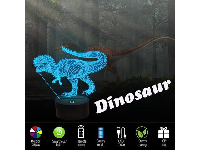 Dinosaur Lamp,3D Illusion Night Light Kids, 16 Colors Changing Remote Control Optical Bedroom Decor Pefect Birthday Xmas Halloween Gifts for Boys.