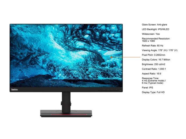 Lenovo ThinkVision T23i-20 23' Full HD 1920 x 1080 60 Hz D-Sub, HDMI, DisplayPort, Audio Out, USB IPS Monitor