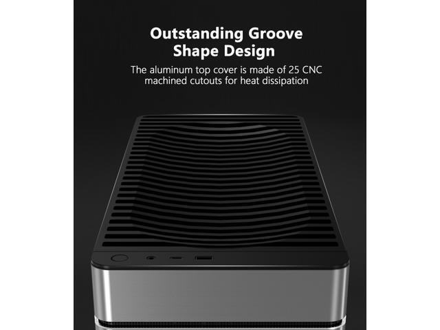 ABEE SMART EM30 SILVER ATX Mid-Tower Aluminum Computer Case w/ Compact Size, Aluminum Frame & All Panels, 3D High-Gloss Front Panel, Unique CNC...