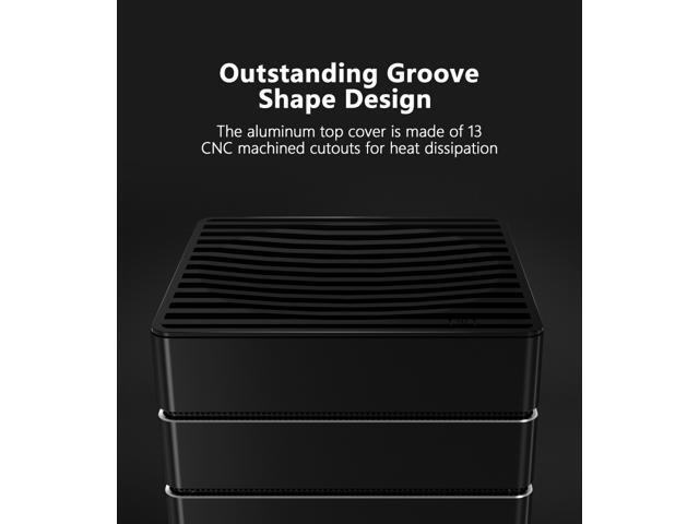 ABEE AS Enclosure RS07 BLACK Mini-ITX Aluminum Computer Case w/ Aluminum Frame, 3D High-Gloss Front Panel, Unique CNC Groove Shape of Aluminum Top...