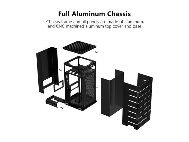 ABEE AS Enclosure RS07 BLACK Mini-ITX Aluminum Computer Case w/ Aluminum Frame, 3D High-Gloss Front Panel, Unique CNC Groove Shape of Aluminum Top...