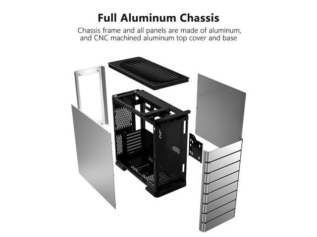 ABEE SMART EM30 SILVER ATX Mid-Tower Aluminum Computer Case w/ Compact Size, Aluminum Frame & All Panels, 3D High-Gloss Front Panel, Unique CNC...