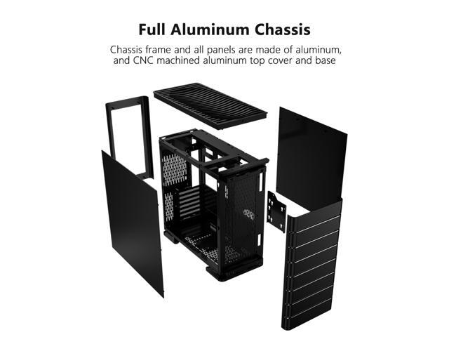 ABEE SMART EM30 BLACK ATX Mid-Tower Aluminum Computer Case w/ Compact Size, Aluminum Frame & All Panels, 3D High-Gloss Front Panel, Unique CNC...