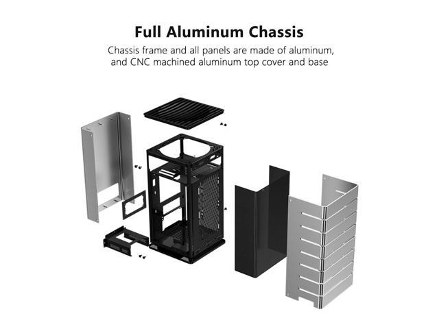 ABEE AS Enclosure RS07 SILVER Mini-ITX Aluminum Computer Case w/ Aluminum Frame, 3D High-Gloss Front Panel, Unique CNC Groove Shape of Aluminum Top...