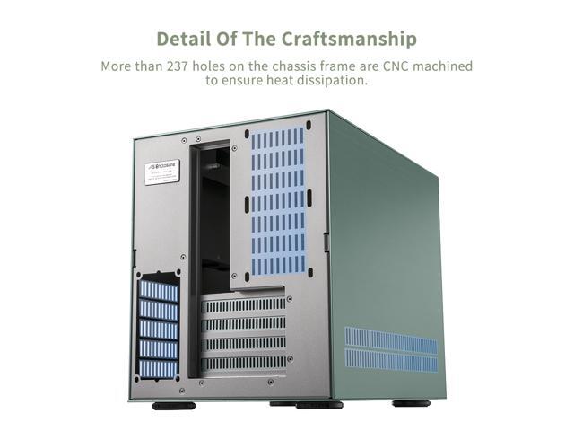 ABEE AS Enclosure W1 GREEN Micro ATX Aluminum Computer Case w/ Aluminum Frame, Compact Size, Dual-chamber Internal Layout, Aluminum Feet,...
