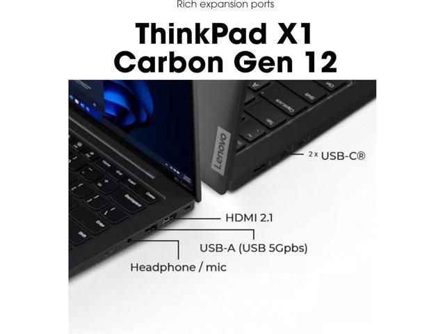 Lenovo Gen 12 ThinkPad x1 Carbon Laptop (Intel Ultra 7 165U vPro, 14' WUXGA Touch, 32GB LPDR5X-6400mhz, 2TB SSD) AI-Ready PC, Backlit, USB-C, 1080P...