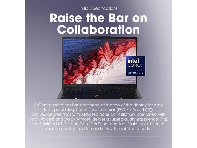Lenovo Gen 12 ThinkPad x1 Carbon Laptop (Intel Ultra 7 165U vPro, 14' WUXGA Touch, 32GB LPDR5X-6400mhz, 2TB SSD) AI-Ready PC, Backlit, USB-C, 1080P...
