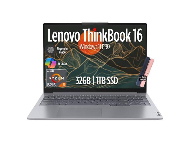 Lenovo ThinkBook 16 Gen 7 Business Laptop, 16' FHD+ Display, AMD Ryzen 5 7535HS (> i7-1355U), 32GB DDR5 RAM, 1TB SSD, KB Backlit, Webcam, Ethernet,...
