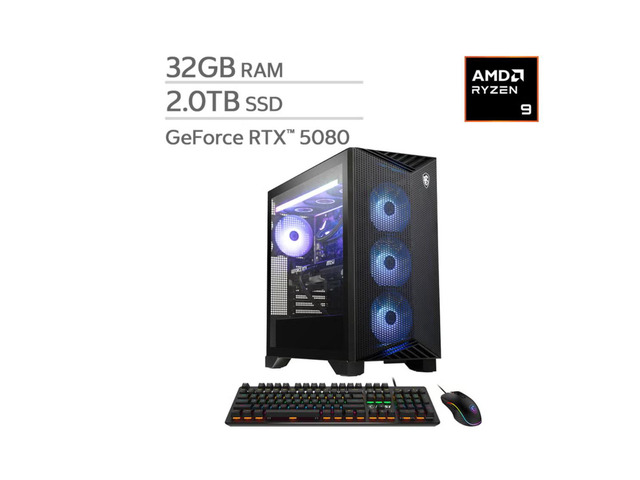 MSI Aegis Gaming Desktop - AMD Ryzen 9 9900X - GeForce RTX 5080 - Windows 11 Home - 32GB RAM - 2TB SSD