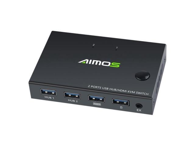 AIMOS 2 in 1 Out Splitter 4K USB HDMI KVM Switch for 2 PC Sharing Keyboard Mouse Printer Plug and Play Video Display