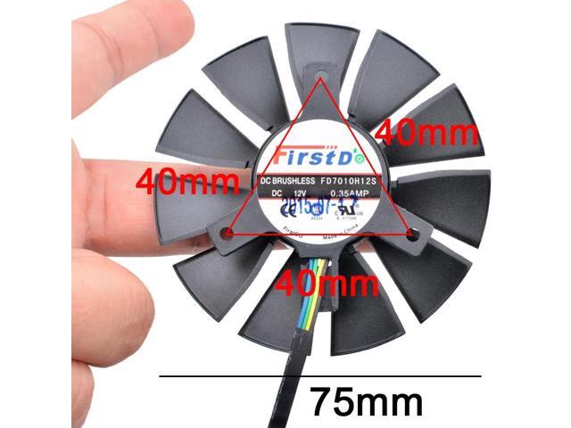 FD7010H12S DC12V 0.35A 75mm diameter, 40mm hole pitch, 4pin, cooling fan for graphics card