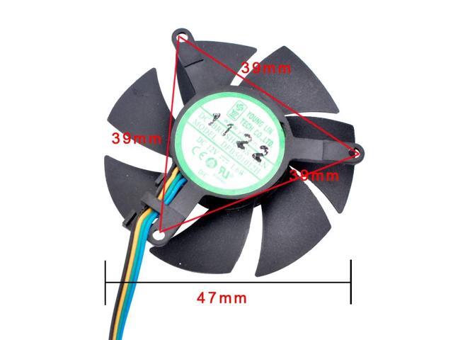 DFB501012H 47mm diameter, 39mm hole pitch, DC12V 1.6W, 4 lines, cooling fan for soft router cooling aluminum sheet graphics card