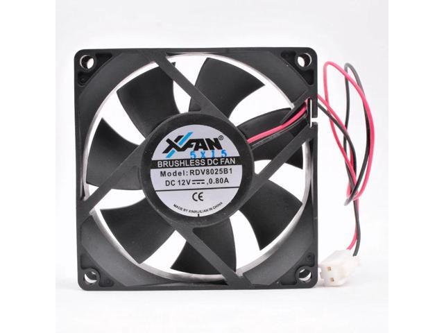 RDV8025B1 8cm 80mm 80x80x25mm 12V 0.80A 2 wires 2pin double balls high-volume cooling fan for power supply