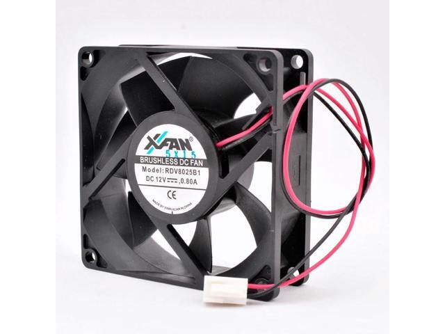 RDV8025B1 8cm 80mm 80x80x25mm 12V 0.80A 2 wires 2pin double balls high-volume cooling fan for power supply